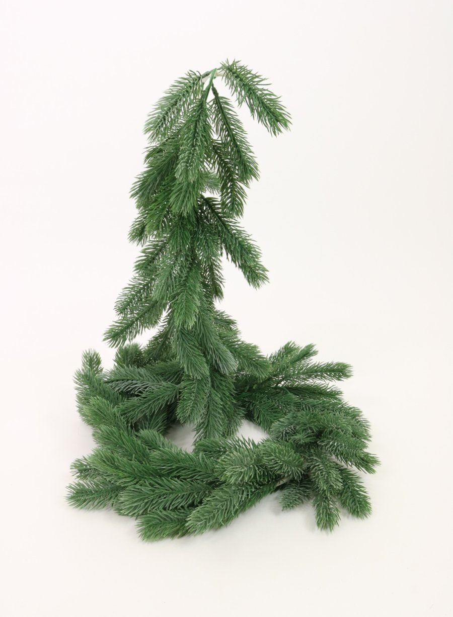 Plastic Flocked Spruce Garland Natural green 175cm