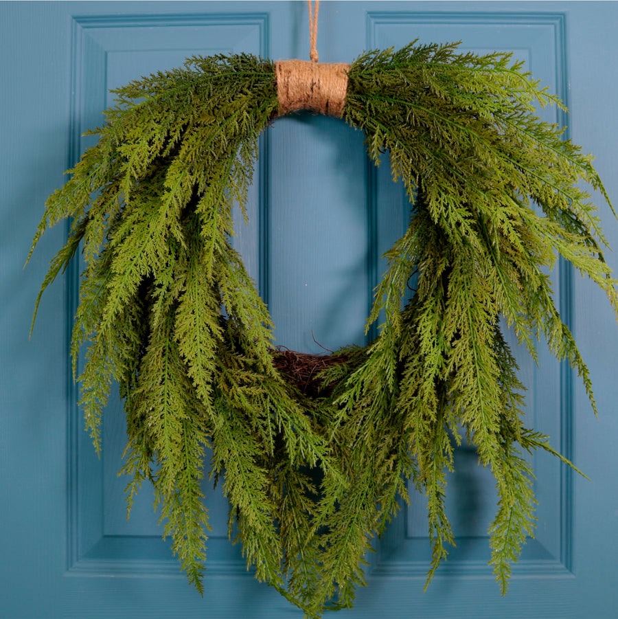 Real Touch Pine Heart Wreath (60cm)
