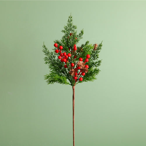 Real Touch Cypress Fir Berry & Pine Cone Stem