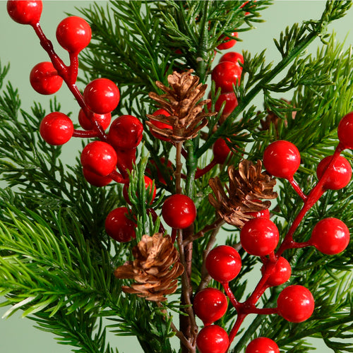 Real Touch Cypress Fir Berry & Pine Cone Stem