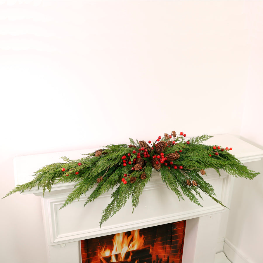 Real Touch Cupressus With Berries & Pine Runner (132cm)