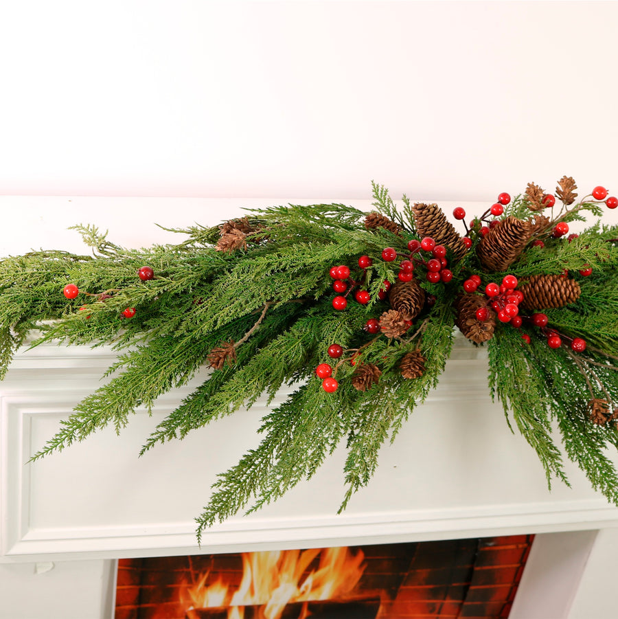 Real Touch Cupressus With Berries & Pine Runner (132cm)