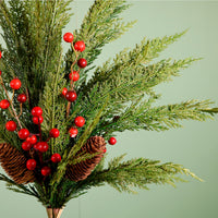 Real Touch Cupressus With Berries & Pine Cone Handtie