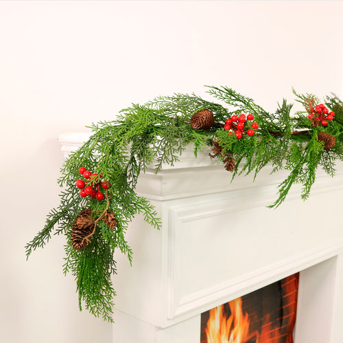 Real Touch Mixed Conifer With Cones & Berries Garland (180cm)