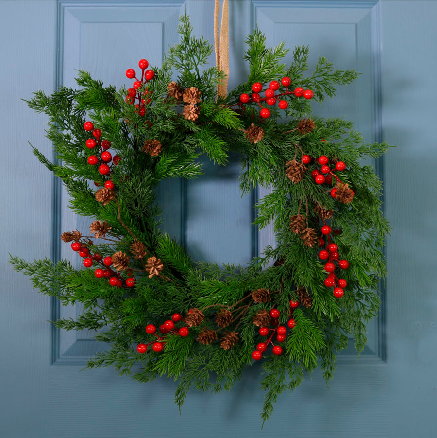 Real Touch Fir Berry & Pine Cone Wreath (60cm)