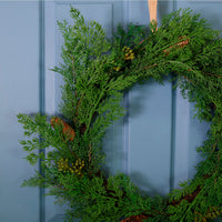 Real Touch Pine Cone & Conifer Wreath (60cm)
