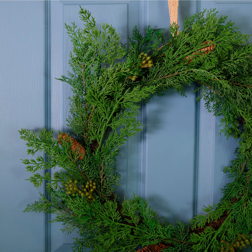 Real Touch Pine Cone & Conifer Wreath (60cm)