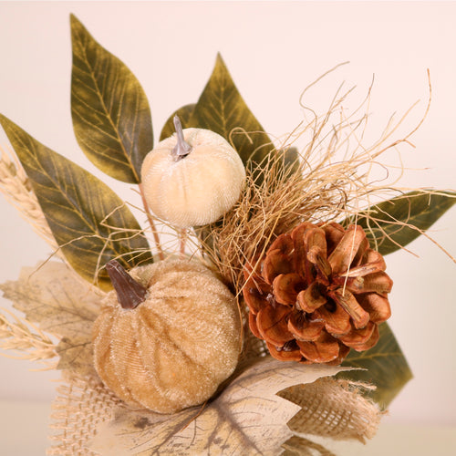 Autumn Woodland Pumpkin Mix Hessian Arrangement (20cm)