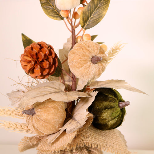 Autumn Woodland Pumpkin Mix Hessian Arrangement (30cm)