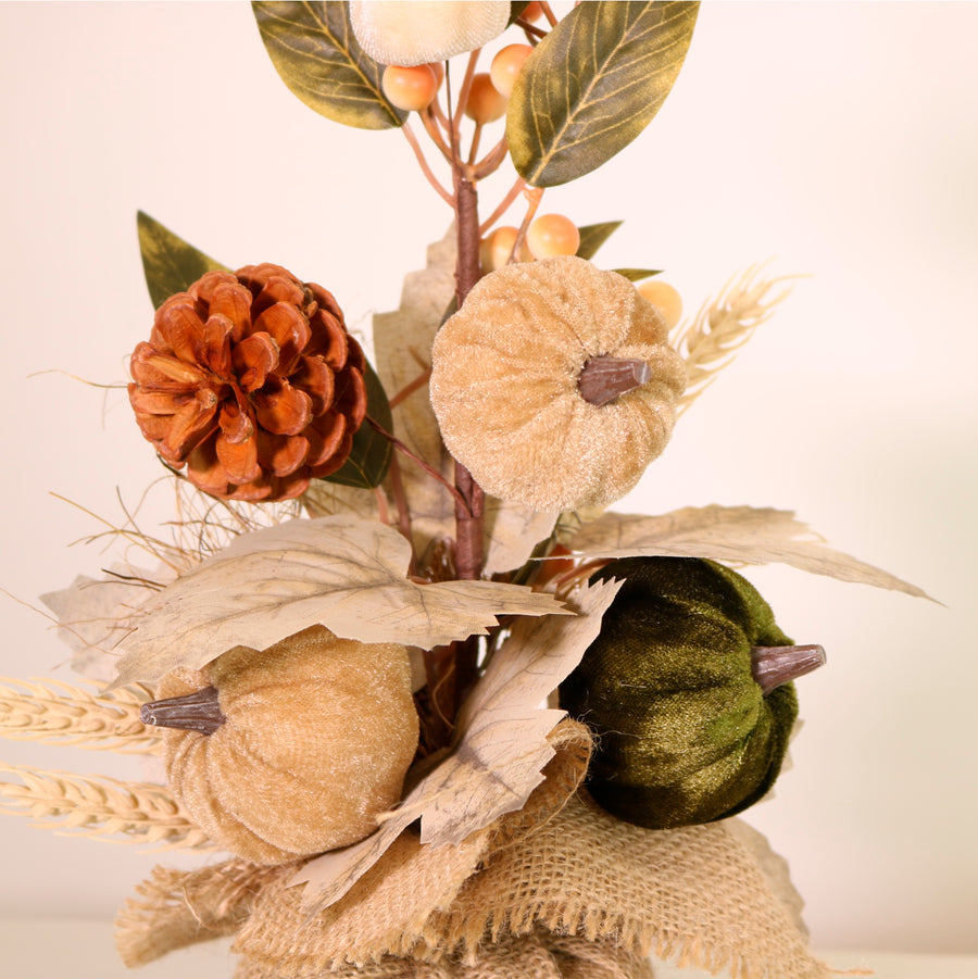 Autumn Woodland Pumpkin Mix Hessian Arrangement (30cm)
