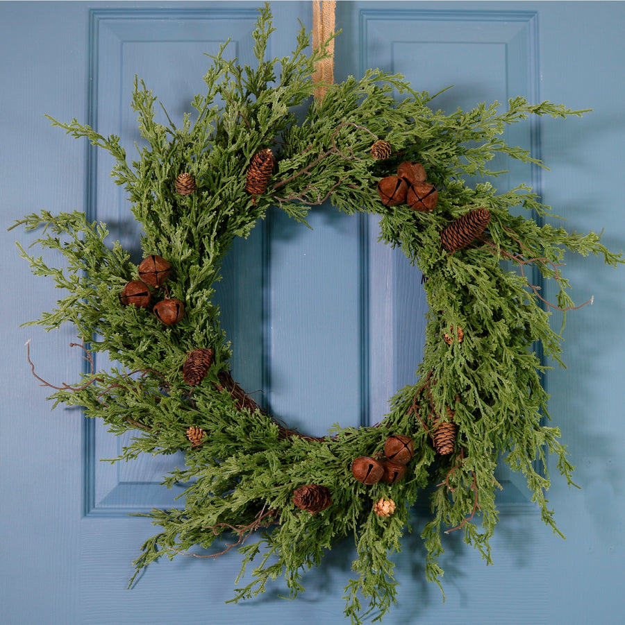Premium Lawson Cypress & Bells Wreath (55cm)