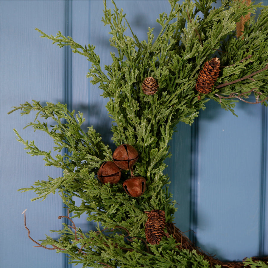 Premium Lawson Cypress & Bells Wreath (55cm)