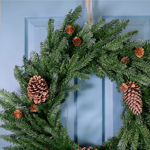 Real Touch Fraser Fir & Pinecones Wreath (76cm)