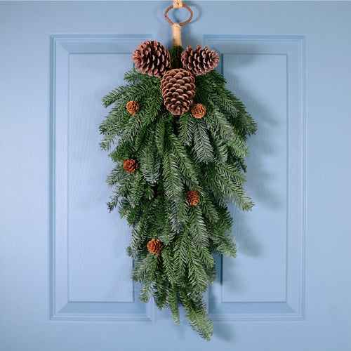 Real Touch Fraser Fir & Pinecones Teardrop Swag (70cm)