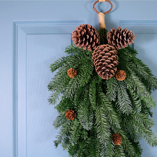Real Touch Fraser Fir & Pinecones Teardrop Swag (70cm)