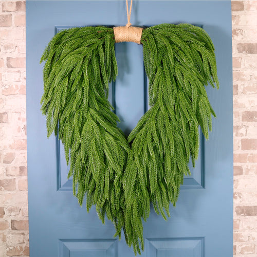 Luxury Weeping Norfolk Pine Heart Shape Wreath (80cm)