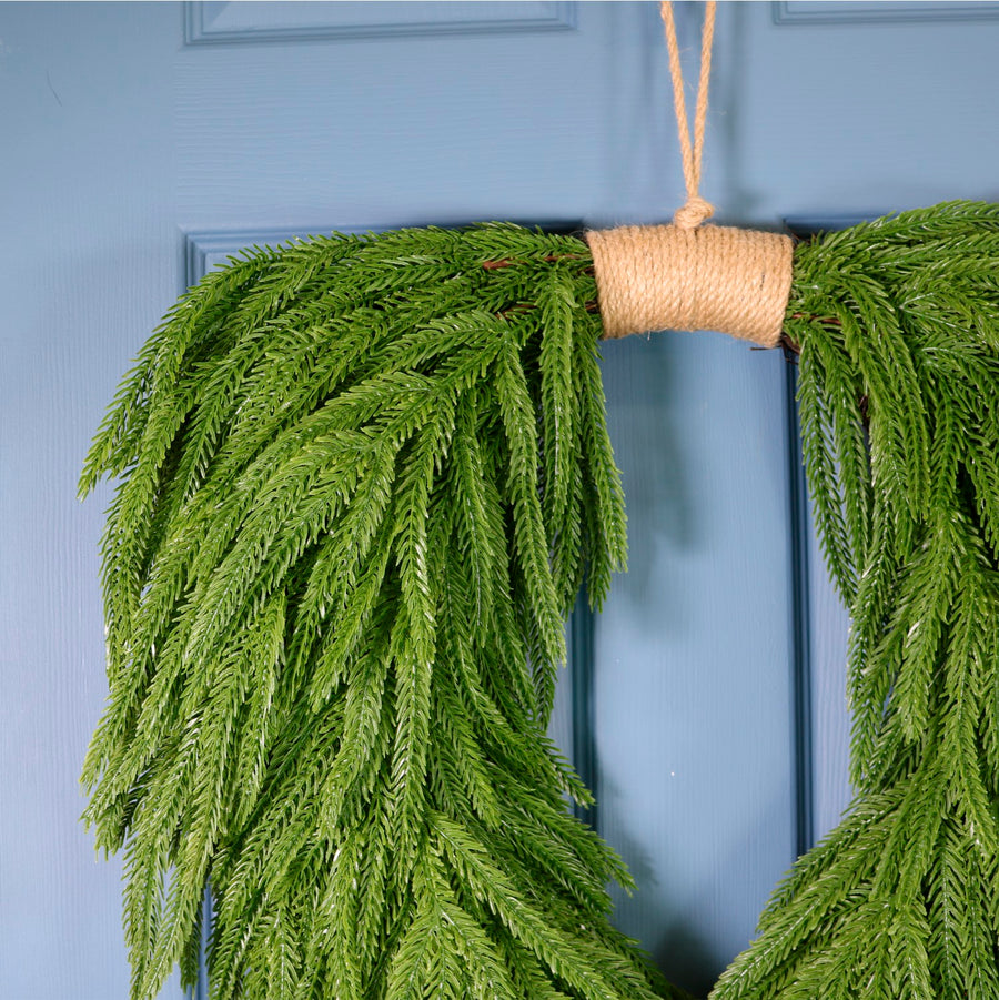 Luxury Weeping Norfolk Pine Heart Shape Wreath (80cm)