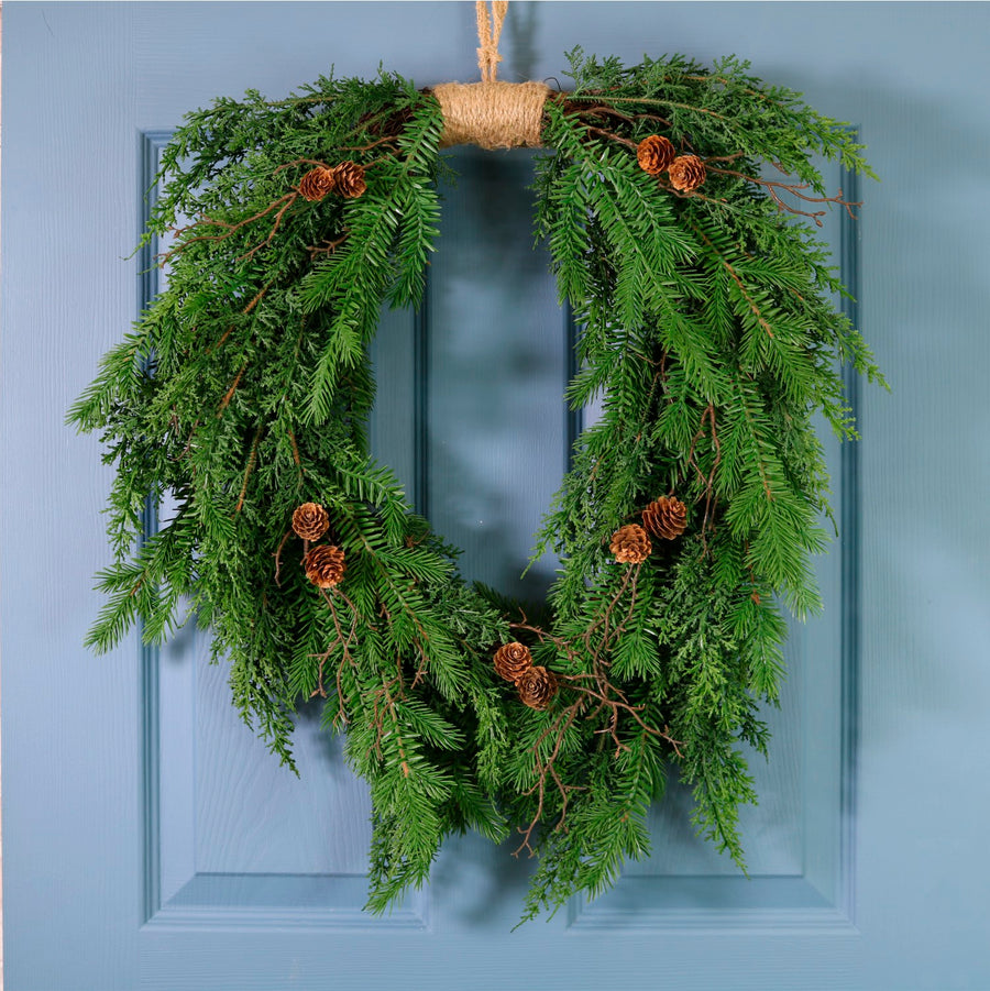 Premium Noblewood Mixed Fir Heart Shape Wreath (65cm)
