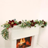 Premium Magnolia & Berry Glitter Garland Burgundy (180cm)