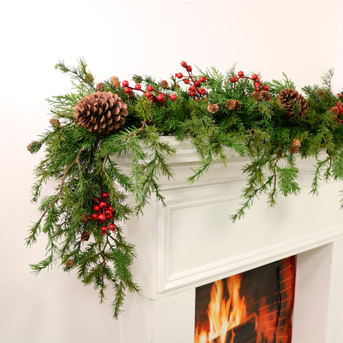 Xmas Wildgrove Pine & Berry Garland (182cm)