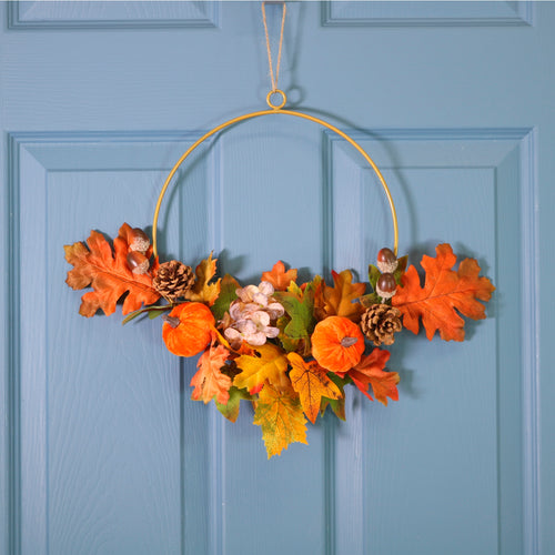 Autumn Fall Pumpkin Mix Wire Wreath (30cm)