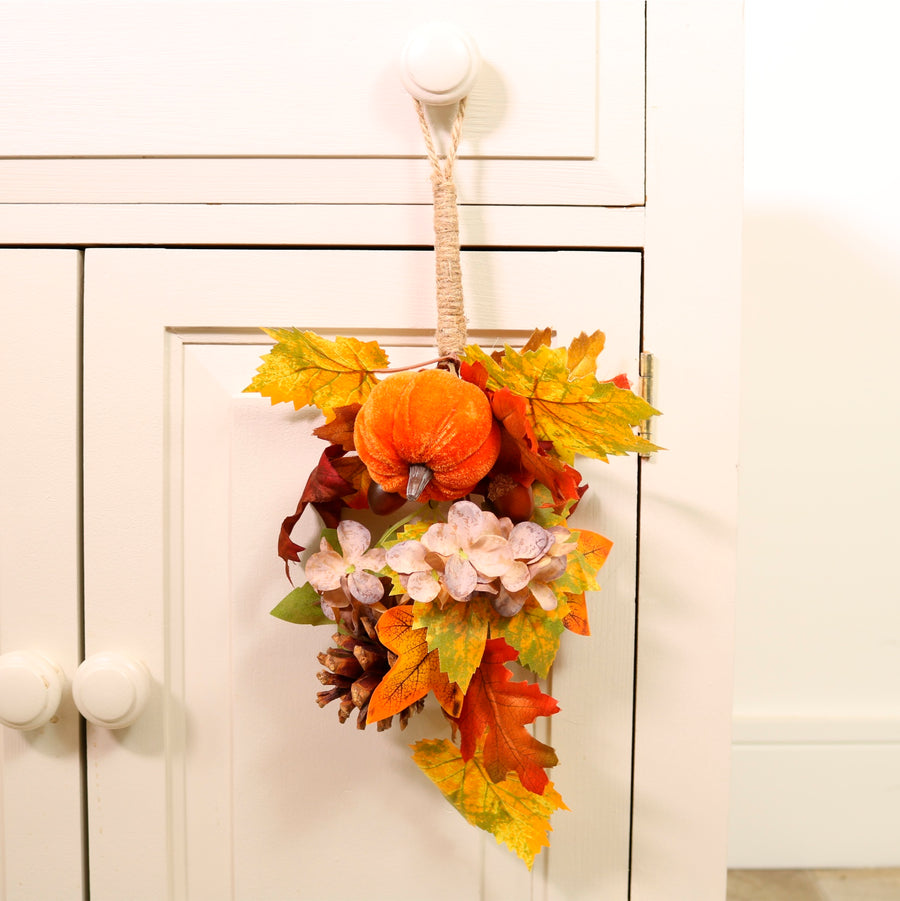 Autumn Fall Pumpkin Mix Hanging Teardrop Swag (35cm)