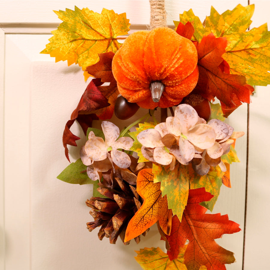 Autumn Fall Pumpkin Mix Hanging Teardrop Swag (35cm)