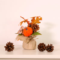Autumn Fall Pumpkin Mix Hessian Arrangement (20cm)