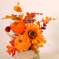 Autumn Harvest Pumpkin Mix Hessian Arrangement (28cm)