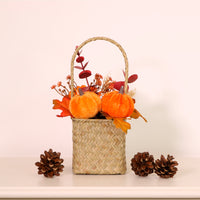 Autumn Harvest Pumpkin Mix Woven Basket Arrangement (27cm)