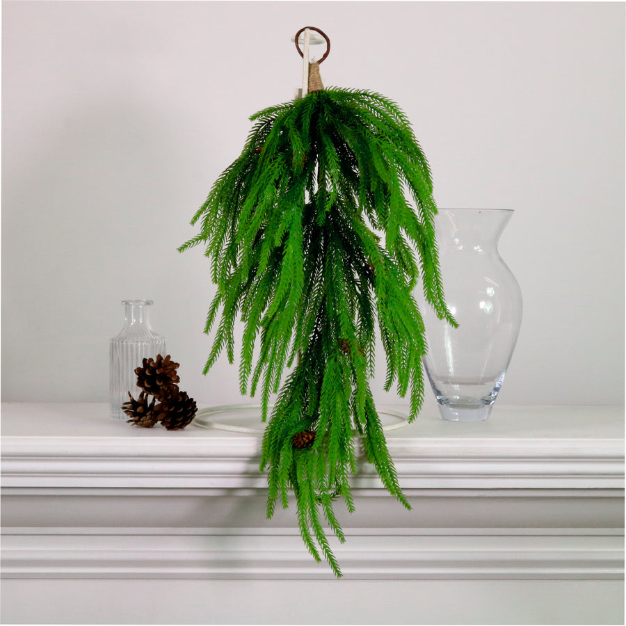 Real Touch Weeping Norfolk Pine Teardrop Swag 63cm