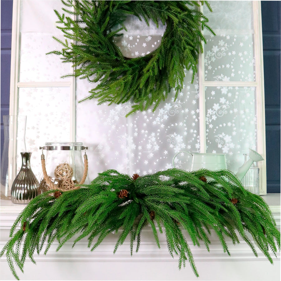 Real Touch Weeping Norfolk Pine Swag 100cm