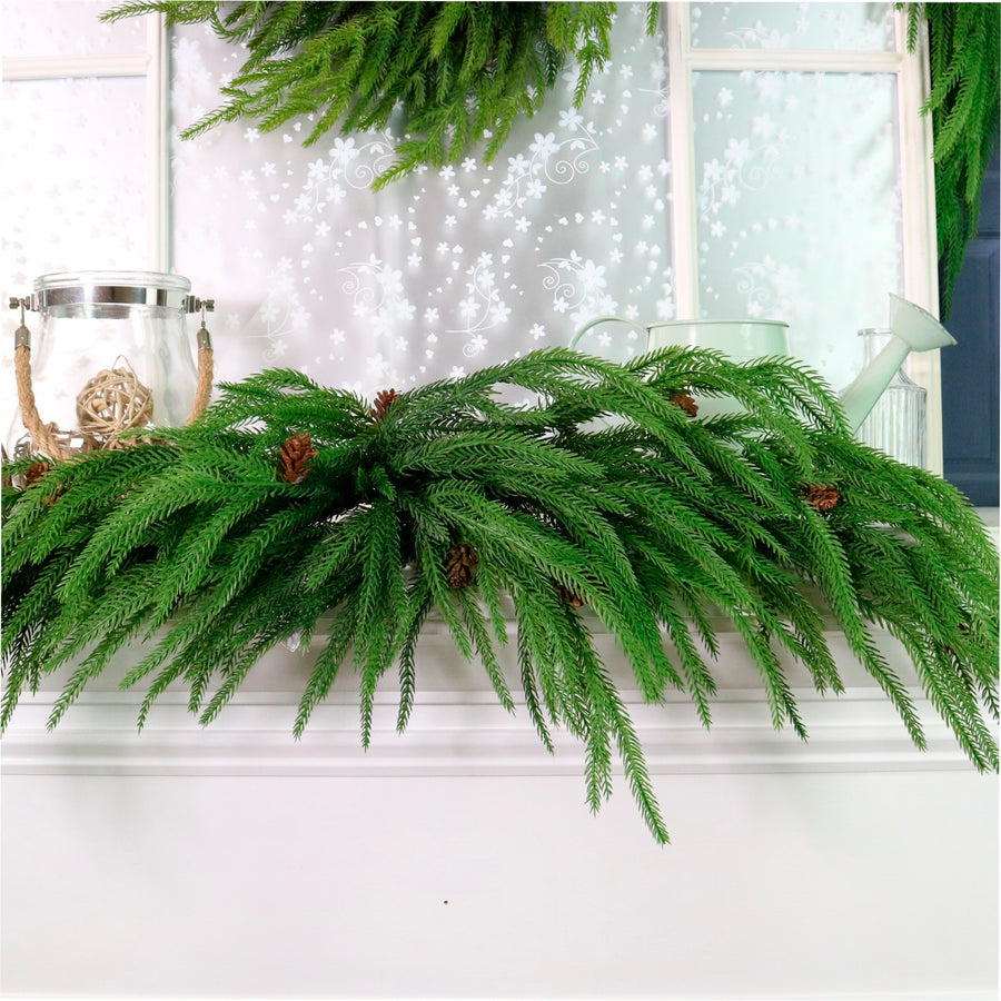 Real Touch Weeping Norfolk Pine Swag 100cm