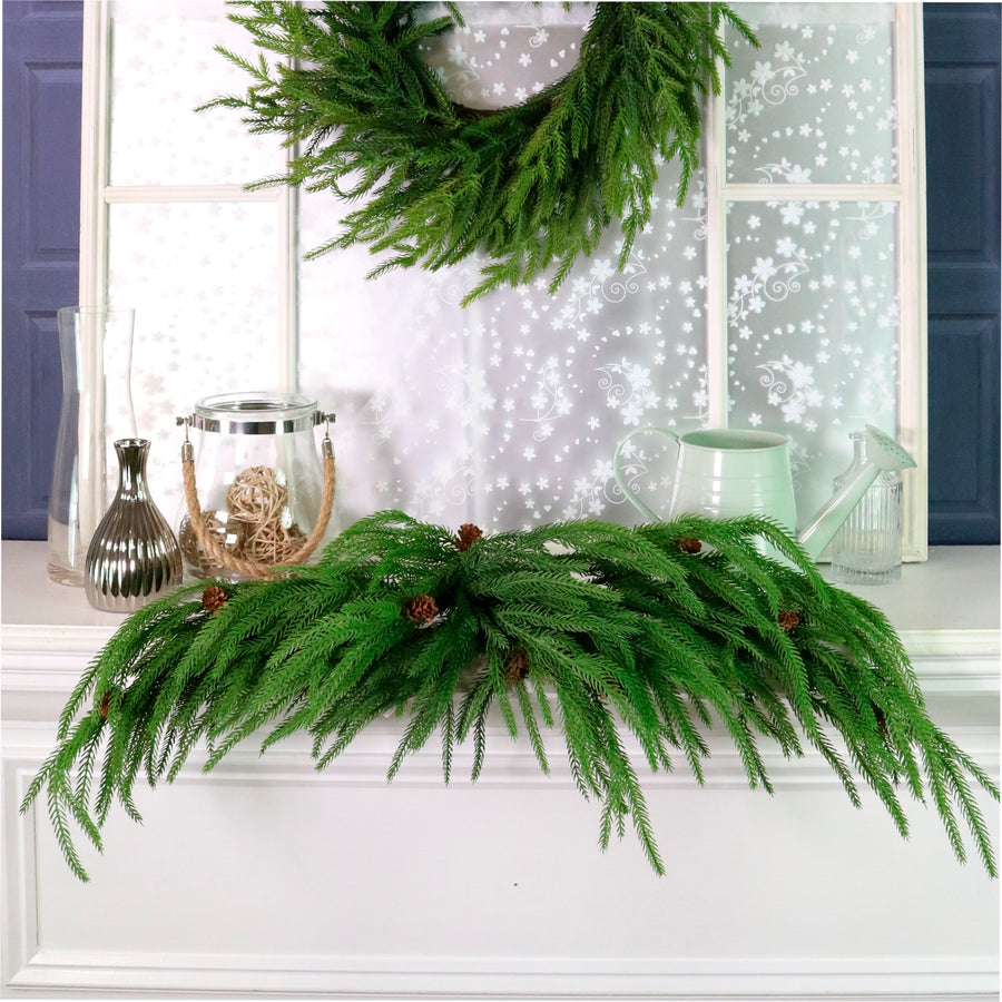 Real Touch Weeping Norfolk Pine Swag 100cm