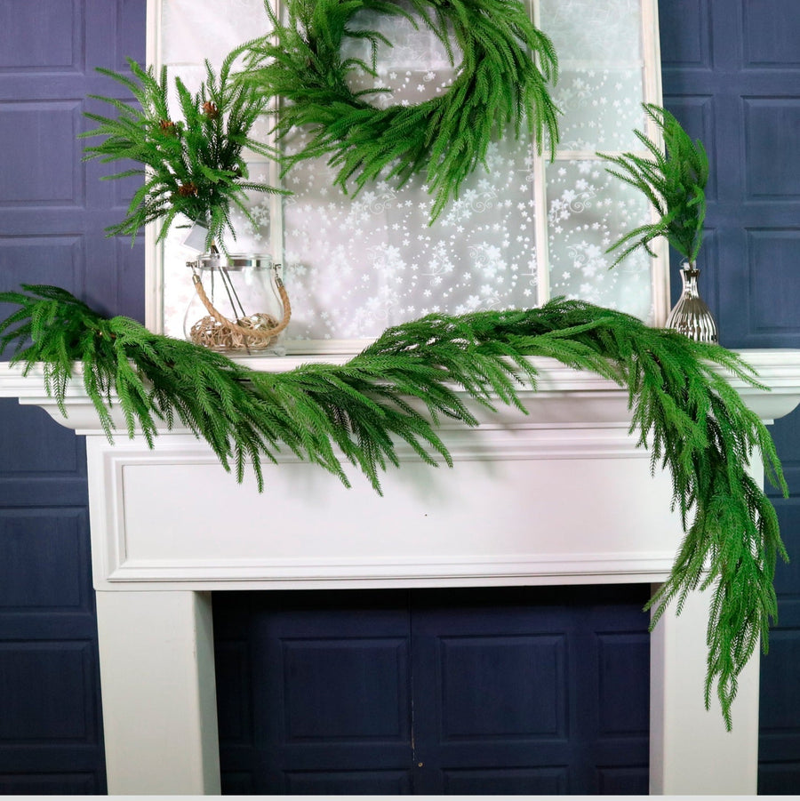 Real Touch Weeping Norfolk Pine Garland 175cm