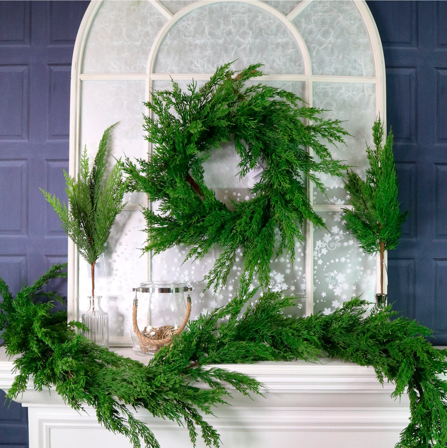 Real Touch Cedar Pine Wreath 50cm