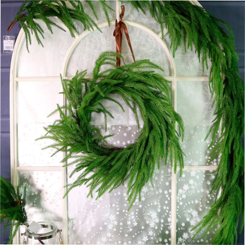 Real Touch Weeping Norfolk Pine Wreath 60cm