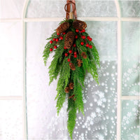 Real Touch Cedar Pine & Berry Teardrop Swag 62cm