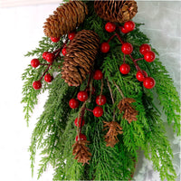 Real Touch Cedar Pine & Berry Teardrop Swag 62cm