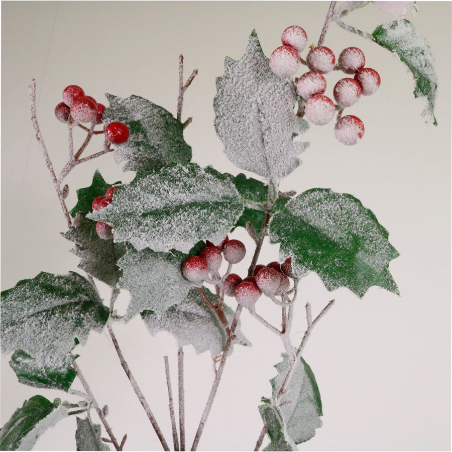Xmas Snowy Holly Spray