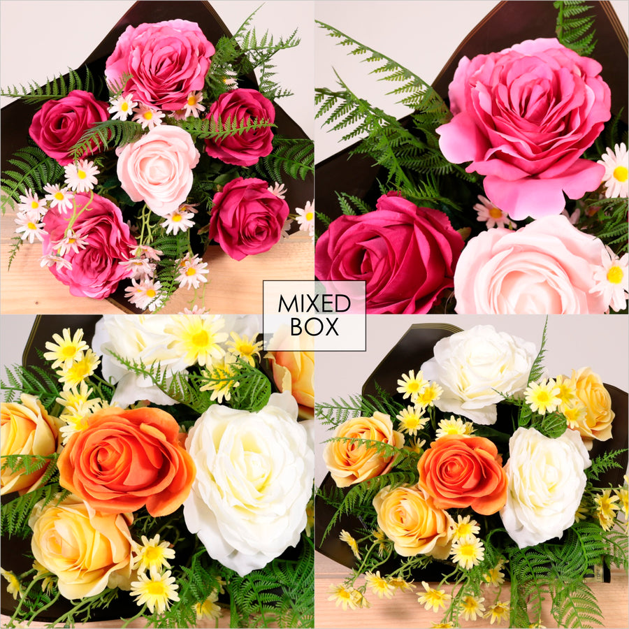 Rosy Wishes Open Top Bouquet (Mixed Box/ 2 Colours)