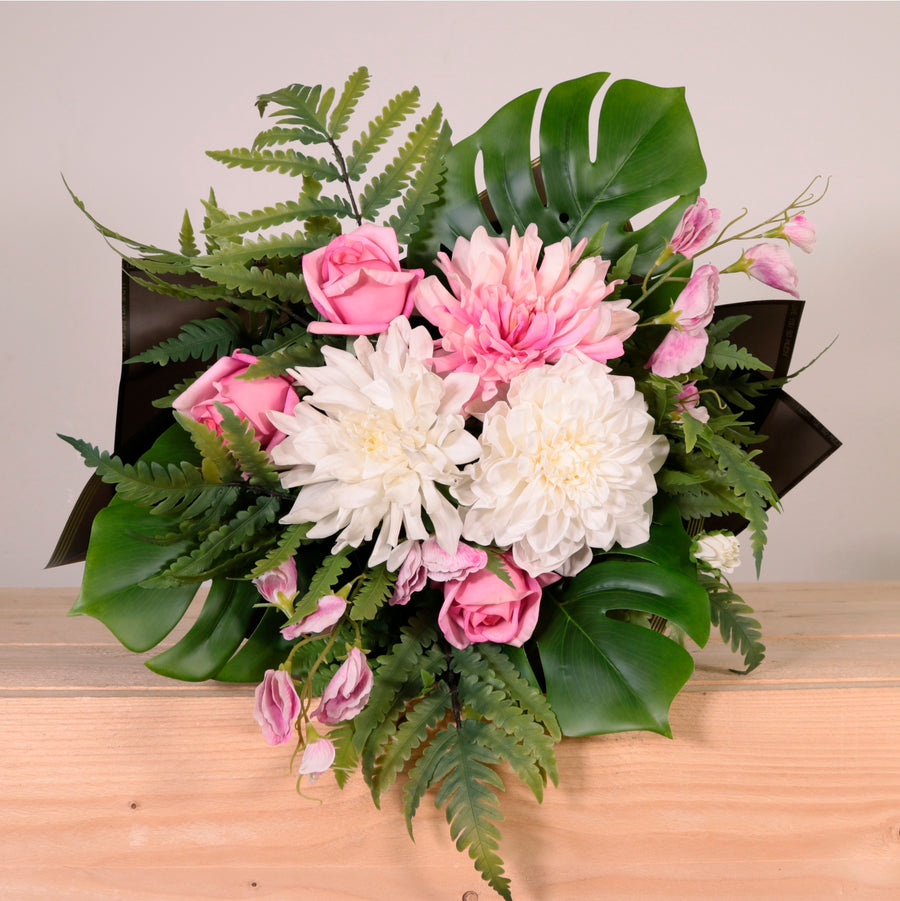 Real Touch Rosy Daydream Open Top Bouquet