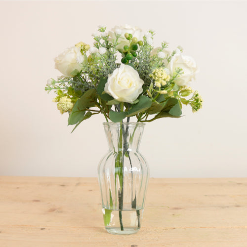 Amelia Rose In Ribbed Vase Arrangement
