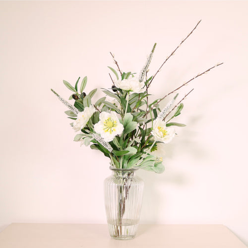 Olive, Scabiosa & Pussy Willow Arrangement