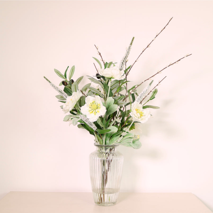Olive, Scabiosa & Pussy Willow Arrangement