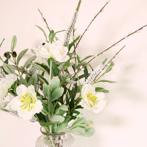 Olive, Scabiosa & Pussy Willow Arrangement