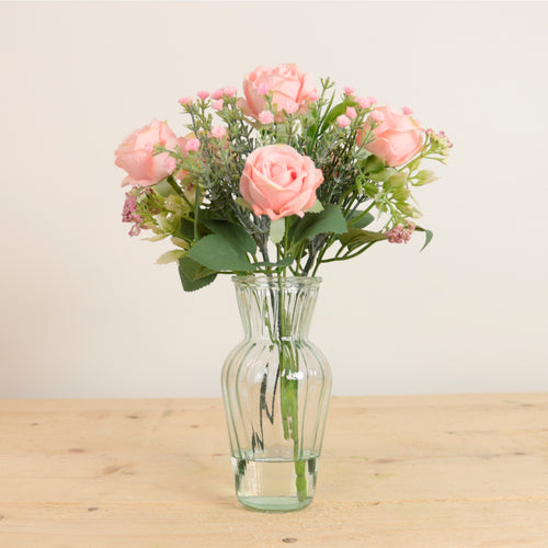 Amelia Rose In Ribbed Vase Arrangement