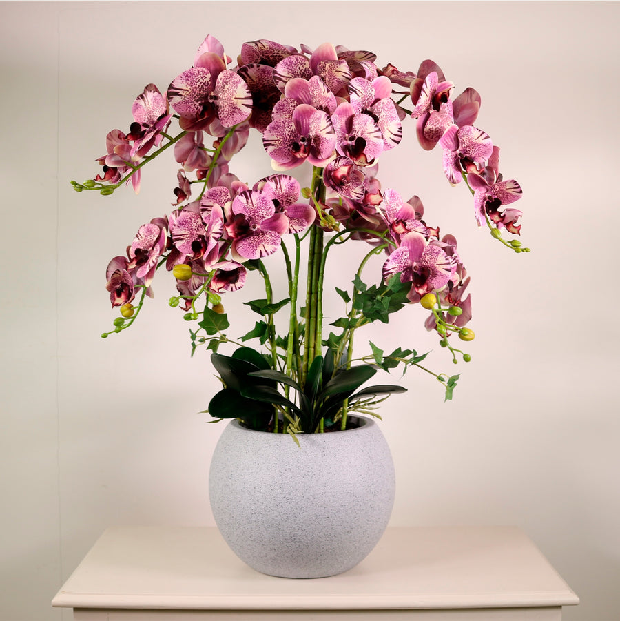 Lavish Faux Orchid Arrangement No:3 Mauve Marble