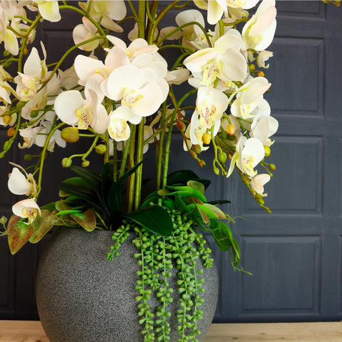 Lavish Faux Orchid Arrangement No:1 White Zest