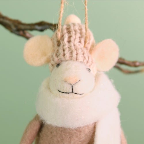 Festive Hanging Frostine Felt Mouse